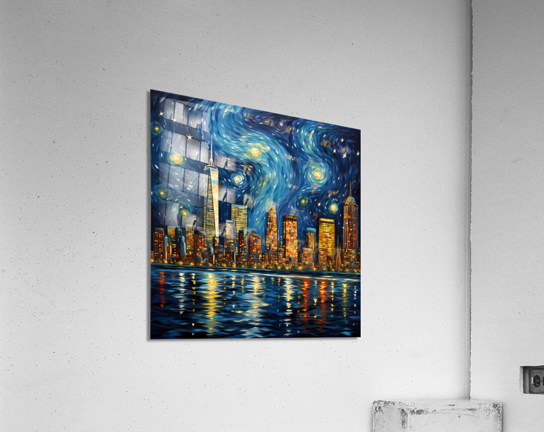 Starry Night Skyline - Starry Cityscape Art Prints Acrylic Print
