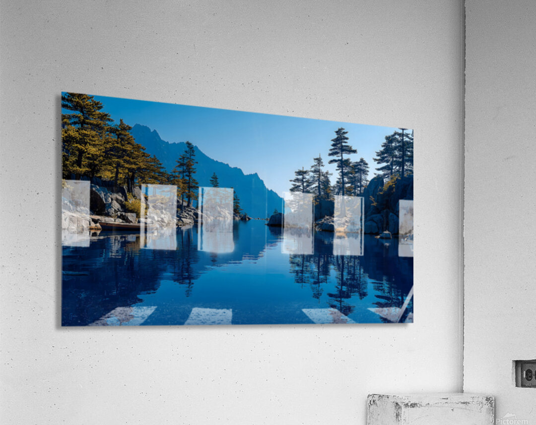 Stillness Between The Pines - Mountain Lake Landscape Art Prints Acrylic Print