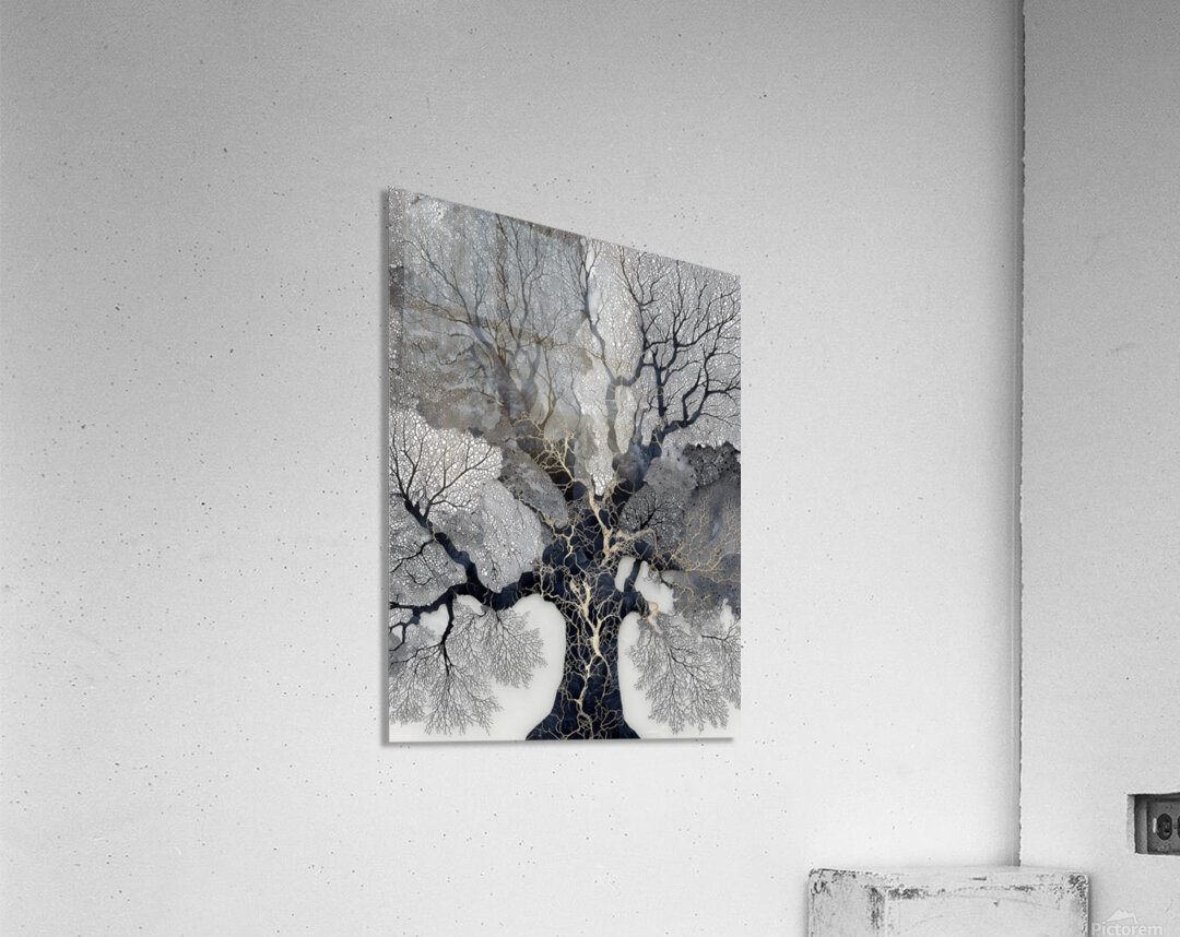 Veins of Time – Black and Gold Tree Abstract Print Acrylic Print