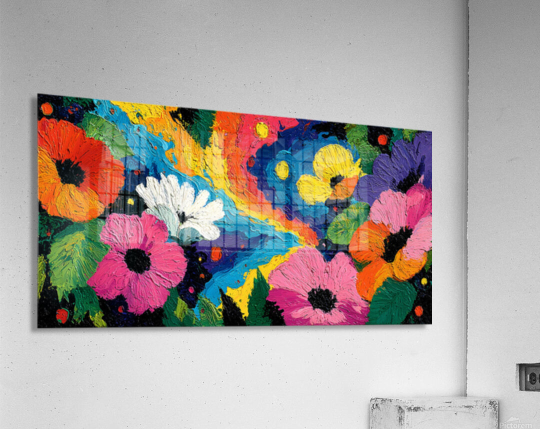 Impasto Carnival – Thick Palette Knife Floral Print Acrylic Print