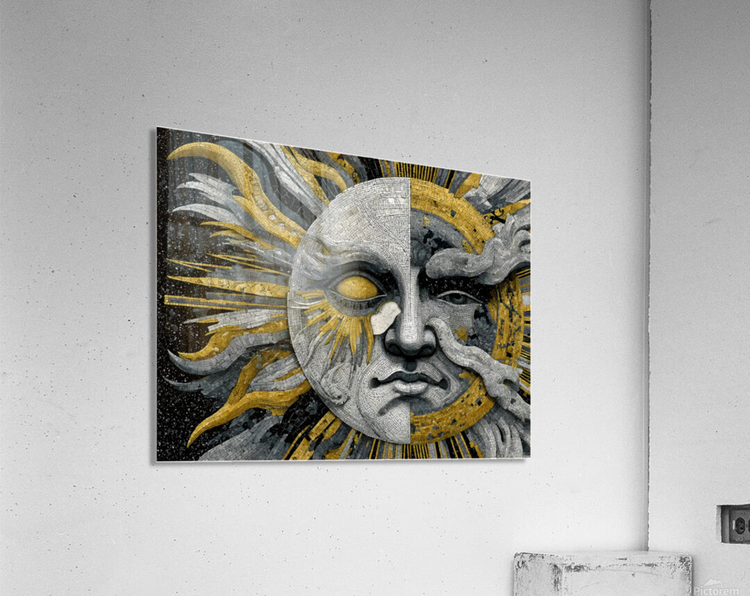 Gilded Sun  Silver Moon – Celestial Wall Art Print Acrylic Print