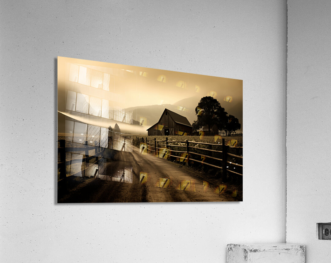 Country Road Reverie – Vintage Sepia Landscape Print Acrylic Print