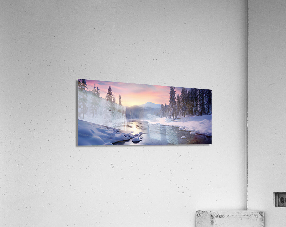 Solstice River – Winter Twilight Landscape Print Acrylic Print
