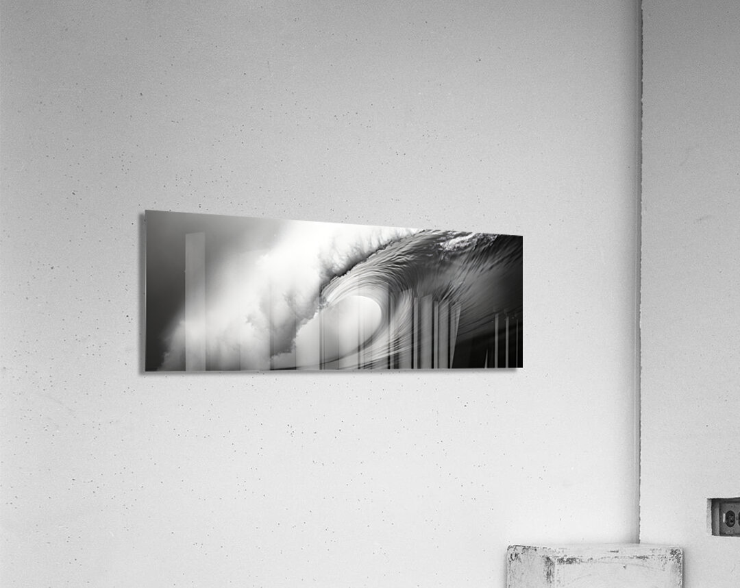 Vortex of Foam – Black & White Wave Print Acrylic Print