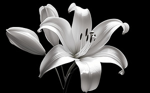 Lily Of The Light - Monochrome Lily Floral Art Prints