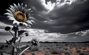 Desert Sunflower – Stormfront Monochrome Landscape Print