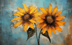 Allure - Sunflower Duo - Modern Floral Art Prints