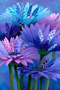 Bleu Botanique - Botanical Blue - Modern Floral Art Prints
