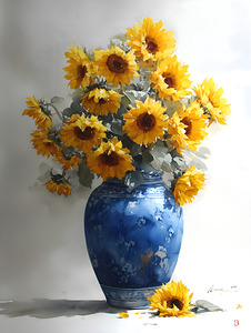 Eclat De Tournesols - Burst Of Sunflowers - Sunflower Vase Art Prints