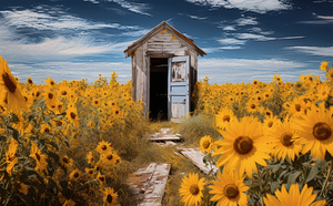 Shed - Sunflower Field Cottage Art Prints