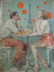 Laughter and Citrus – Vintage Cafe Poster Art Print