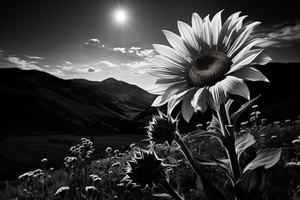 Moonlit Bloom – Night Flower Monochrome Print