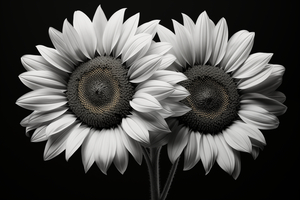 Twin Souls – Monochrome Sunflower Pair Print