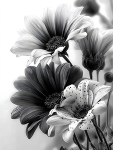 Sans Couleur - Without Color - Monochrome Floral Art Prints