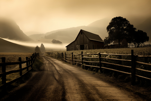 Country Road Reverie – Vintage Sepia Landscape Print
