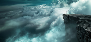 At the Edge of Heaven - Cliff Above the Clouds Art Prints