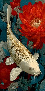 Seijaku No Naka 静寂の中 - In The Stillness - Japanese Koi Art Prints