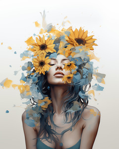 Beautiful Arrangement – Botanical Headpiece Portrait Art Print