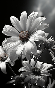 Bloomed Affinity – Monochrome Daisy Duo Art Print