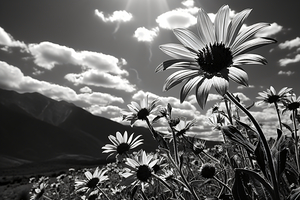 Bloomscape – Wide Field Floral Monochrome Art Print