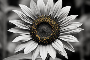 Flawless – Black & White Sunflower Art Print
