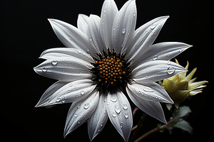 Majestic Macro – Monochrome Sunflower Close-Up Art Print