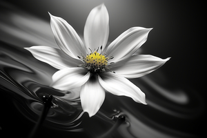 Eclipsed in Bloom – Monochrome Floral Art Print