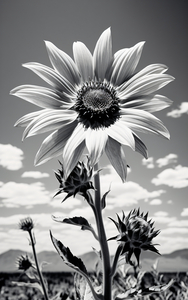 Vitamin D - Black & White Sunflower Art Print