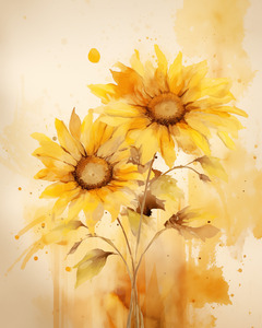 Sunlit Petals – Watercolor Sunflower Art Print