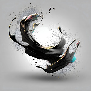 Orbiting Ink – Fluid Monochrome Motion Print