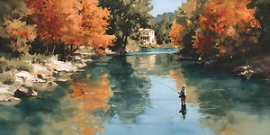 Autumn Drift - River Fly Fishing Print