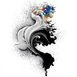 Ink Seraph – Monochrome Plume with Color Spark Print