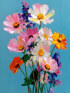 Color Study in Bloom – Abstract Floral Vase Print