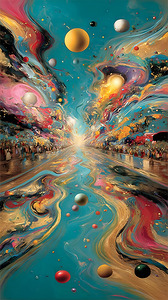 Cosmic Avenue – Surreal Planet Road Print