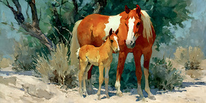 Desert Companions – Mare and Foal Western Print