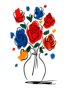 Joyful Lines – Modern Abstract Bouquet Print