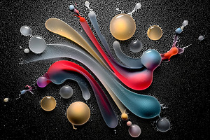 Rainbow Ribbon Rush – Night Glow Abstract Print