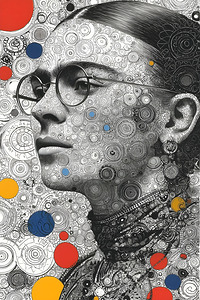 Orbital Intellect – Bauhaus Linework Portrait Print