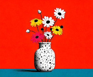 Polka Bloom – Retro Daisy Vase Print