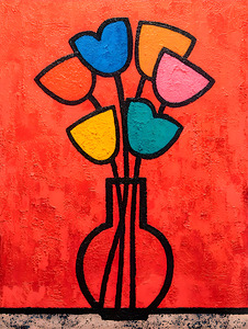 Tulip Pop – Retro Floral Outline Print