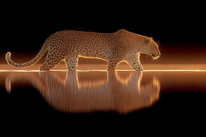 Nocturnal Grace – Cheetah Reflection Print