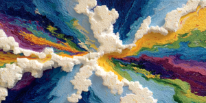 Spectrum Cloudburst – Textured Impasto Abstract Print