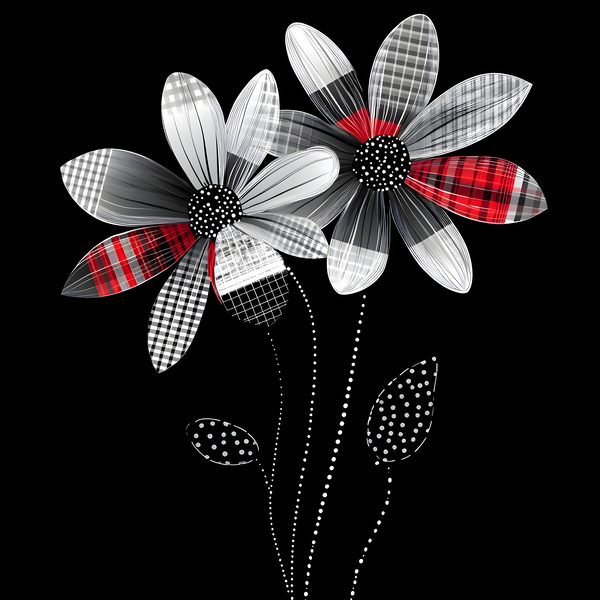 Plaid Botanica 26 - Contemporary Floral Art Prints Print