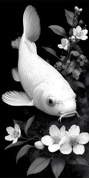 Purachina Ogon No Ketto プラチナ黄金の血統 - Platinum Ogon Bloodline - Japanese Koi Art Prints Print