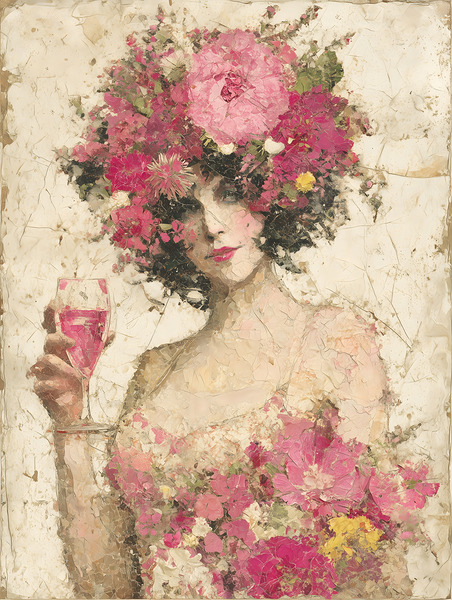 La Dame en Fleurs – The Lady in Bloom Vintage Poster Art Print Print