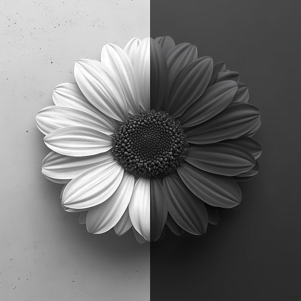 50 50 - Black & White Floral Art Prints Print