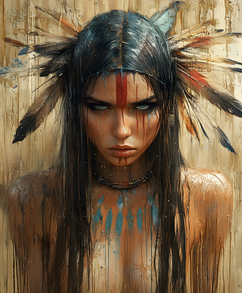 The Gaze Of Fire - Mythic Portrait Art Prints Print