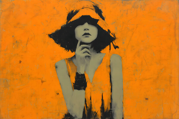 In the Orange Shadow – Vintage Fashion Art Print Print