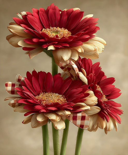 Plaid Botanica 31 - Retro Floral Art Prints Print