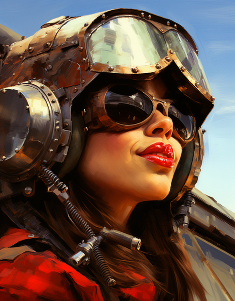 Woman of War - Aviator Portrait Art Prints Print